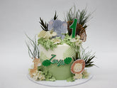 Green Jungle Animals 1st Birthday Cake - The Cake People